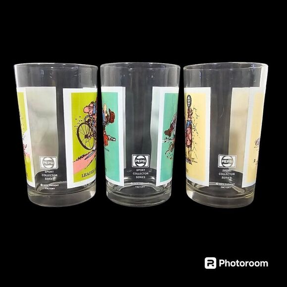 Pepsi Vtg 70s Sport Collector Series Drinking Glasses Gary Patterson Set Of 3 - Picture 5 of 10